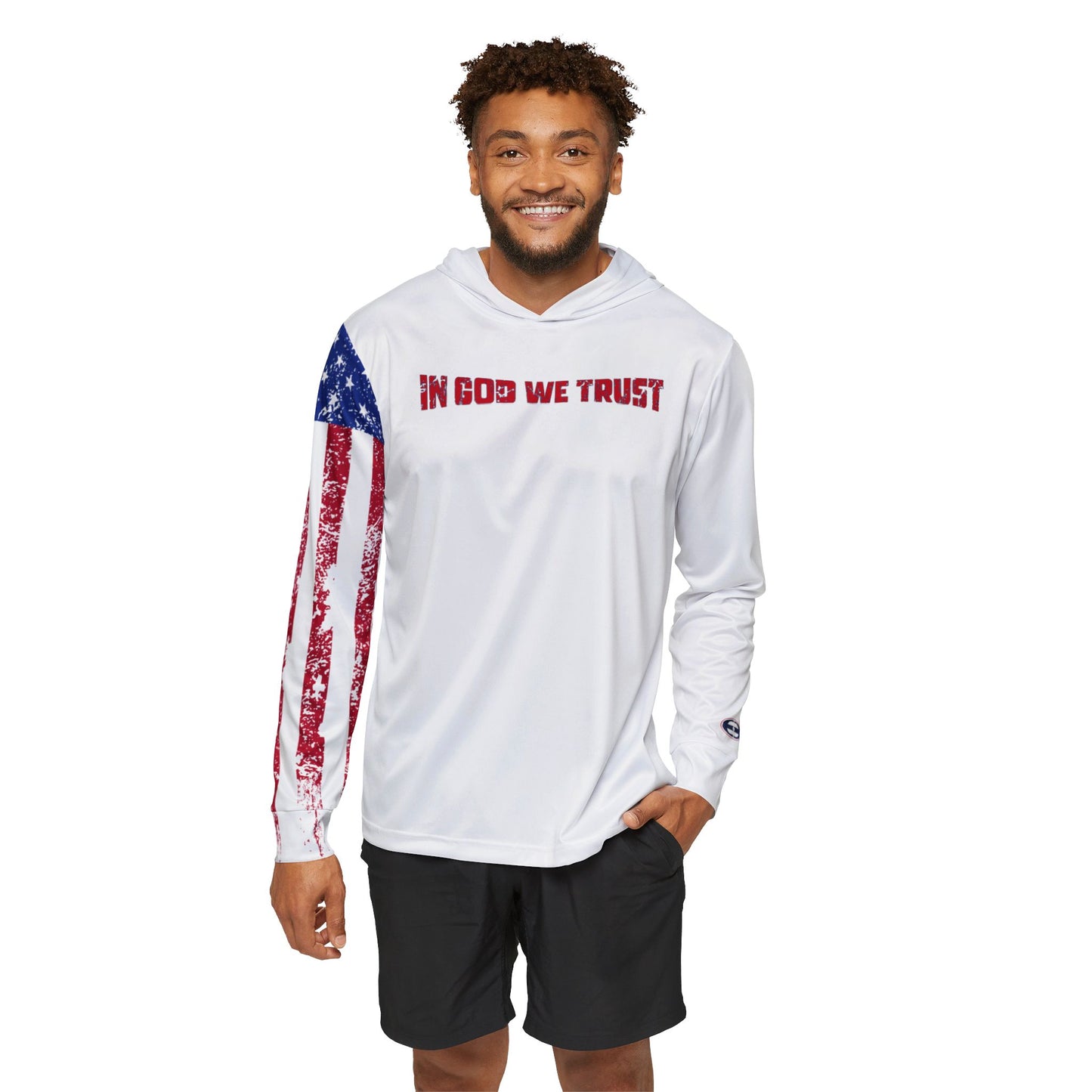 Sports Warmup Hoodie - In God We Trust and Proud to Be an American Design