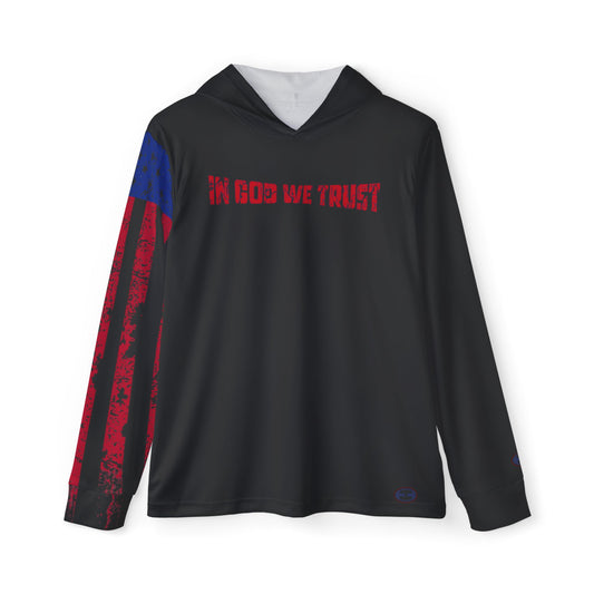 Sports Warmup Hoodie - In God We Trust and Proud to be an American Design